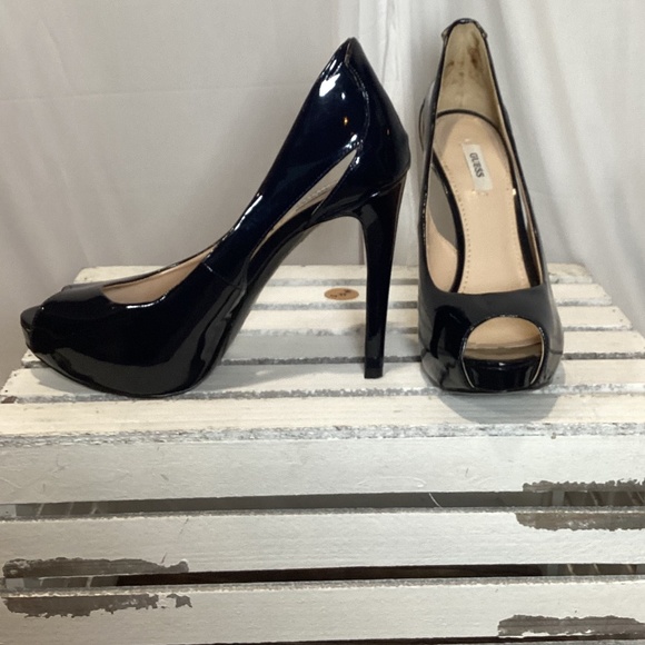 Guess Shoes - 1936. Guess Patent Leather Blue Stilettos EUC Size 9
